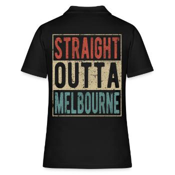 Direkt aus Melbourne heraus - Frauen Polo Shirt - Schwarz - Hinten - Ailine (174cm)