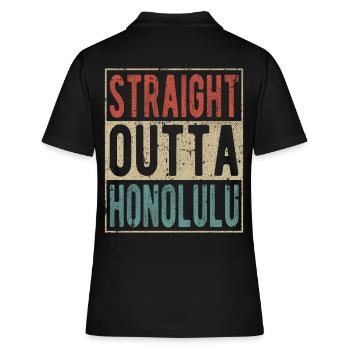 Direkt aus Honolulu heraus - Frauen Polo Shirt - Schwarz - Hinten - Ailine (174cm)