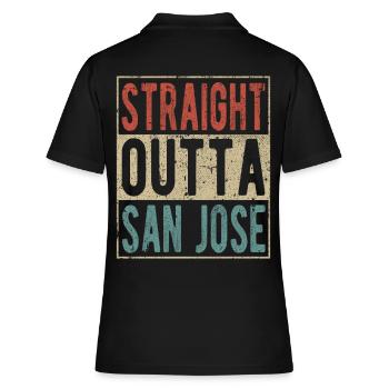 Direkt aus San Jose heraus - Frauen Polo Shirt - Schwarz - Hinten - Ailine (174cm)