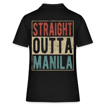 Direkt aus Manila heraus - Frauen Polo Shirt - Schwarz - Hinten - Ailine (174cm)