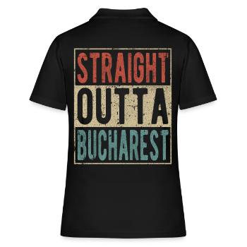 Direkt aus Bukarest heraus - Frauen Polo Shirt - Schwarz - Hinten - Ailine (174cm)