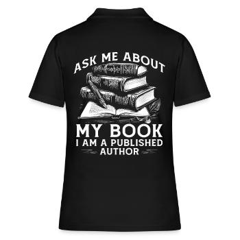Posez-moi des questions sur mon livre Je suis un auteur publié - Polo Femme - noir - Dos - Ailine (174cm)