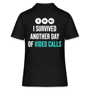 Remote-Mitarbeiter Lustige Idee Videoanrufe Besprechungen - Frauen Polo Shirt - Schwarz - Hinten - Ailine (174cm)