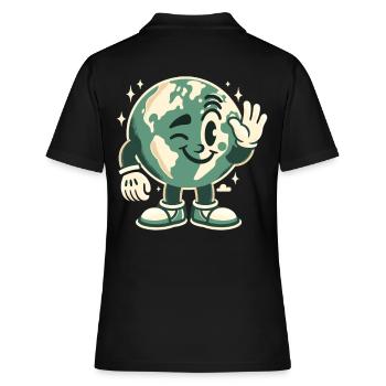Terre mascotte des années 50 Style rétro - Polo Femme - noir - Dos - Ailine (174cm)