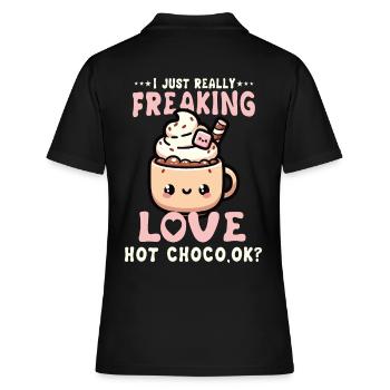 Chaud Kawaii Hot Chocolate Lover Delight parfait - Polo Femme - noir - Dos - Ailine (174cm)