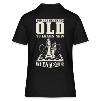 Schachspieler Schachbrettstratege sagt Schach - Frauen Polo Shirt - Schwarz - Hinten - Ailine (174cm)