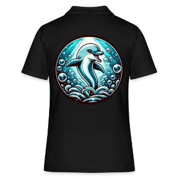 Delfin-Ozean - Frauen Polo Shirt - Schwarz - Hinten - Ailine (174cm)