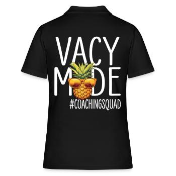 Coaching Urlaub Vacy Modus Coachingsquad - Frauen Polo Shirt - Schwarz - Hinten - Ailine (174cm)