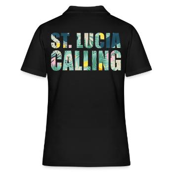 St. Lucia Souvenir-Urlaub - Frauen Polo Shirt - Schwarz - Hinten - Ailine (174cm)