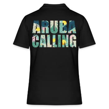 Aruba Souvenir Urlaub Aruba Calling - Frauen Polo Shirt - Schwarz - Hinten - Ailine (174cm)