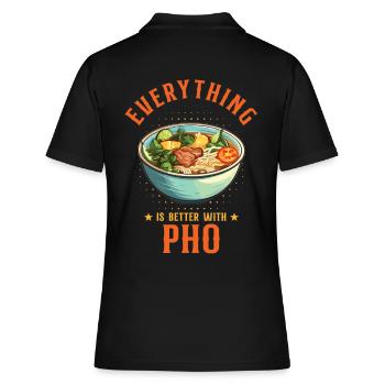 Alles ist besser mit Pho Vietnamesisches Essen - Frauen Polo Shirt - Schwarz - Hinten - Ailine (174cm)