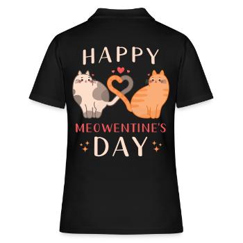 Alles Gute zum Meowentine's Day Katzenzuneigung - Frauen Polo Shirt - Schwarz - Hinten - Ailine (174cm)