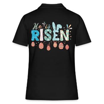 Er ist auferstanden Thema der Osterfeier - Frauen Polo Shirt - Schwarz - Hinten - Ailine (174cm)