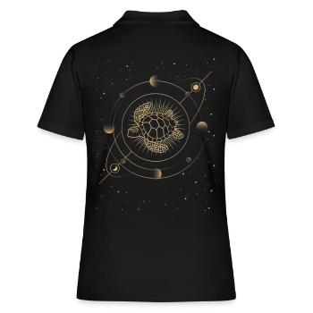 Himmlische Schildkröte in Kosmos - Frauen Polo Shirt - Schwarz - Hinten - Ailine (174cm)