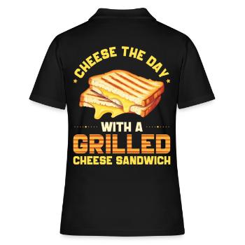 Sandwich, Fromage, Grilled Cheese, Pain - Polo Femme - noir - Dos - Ailine (174cm)