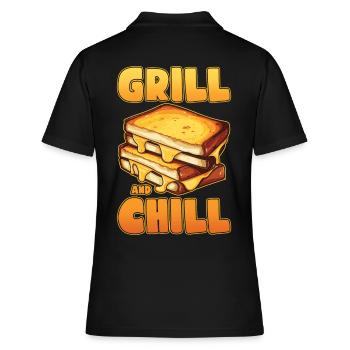 Sandwich Käse Grillkäse Brot - Frauen Polo Shirt - Schwarz - Hinten - Ailine (174cm)