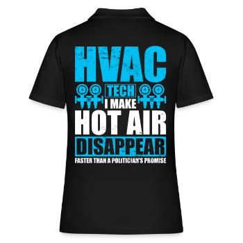 Technicien CVC je fais disparaître l’air chaud - Polo Femme - noir - Dos - Ailine (174cm)