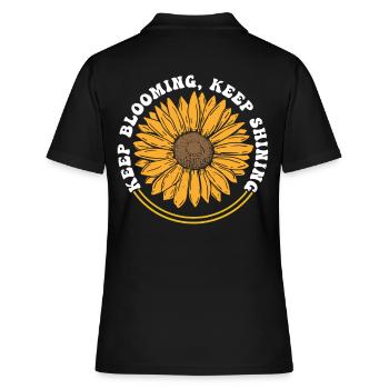 Keep Blooming Keep Shining Sonnenblume - Frauen Polo Shirt - Schwarz - Hinten - Ailine (174cm)