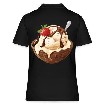 Crème glacée à la vanille Sundae à la fraise Moment de plaisir - Polo Femme - noir - Dos - Ailine (174cm)