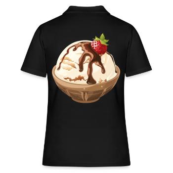 Vanilleeis Mit Schokosoße Genuss - Frauen Polo Shirt - Schwarz - Hinten - Ailine (174cm)