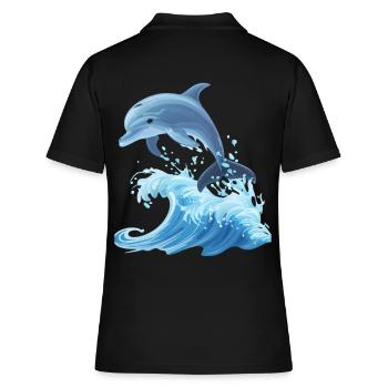 Dolphin Graphic with Waves Dolphin Lover Ocean - Women's Polo Shirt - black - Back - Ailine (174cm)