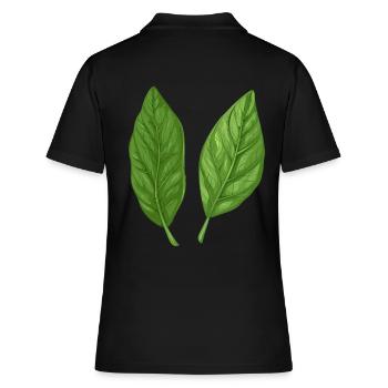 Zwei Basilikum Blätter Natur Pur - Frauen Polo Shirt - Schwarz - Hinten - Ailine (174cm)