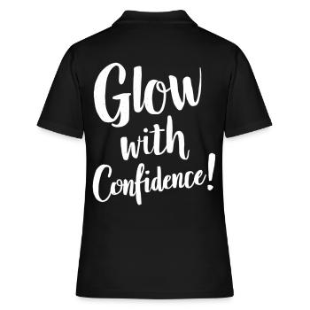 Glow with Confidence Inspirierende Botschaft - Frauen Polo Shirt - Schwarz - Hinten - Ailine (174cm)