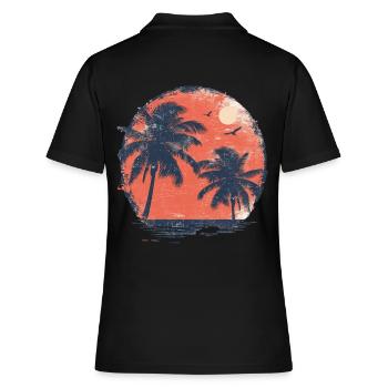 Coucher de soleil tropical avec des palmiers - Polo Femme - noir - Dos - Ailine (174cm)