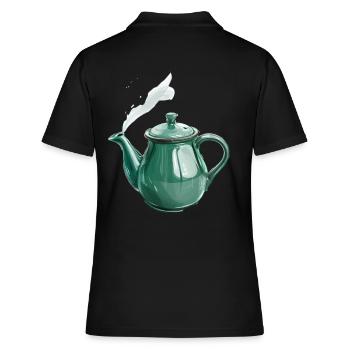 Grüne Teekanne Mit Magischem Dampf - Frauen Polo Shirt - Schwarz - Hinten - Ailine (174cm)