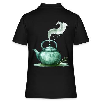 Grüne Teekanne Mit Magischem Dampf - Frauen Polo Shirt - Schwarz - Hinten - Ailine (174cm)