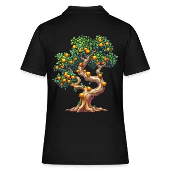 Orange Tree with Ripe Fruits Motif - Women's Polo Shirt - black - Back - Ailine (174cm)