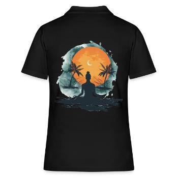 Méditation Coucher de soleil Île tropicale - Polo Femme - noir - Dos - Ailine (174cm)