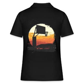 Sonnenaufgang Korbwurf Basketball Szene - Frauen Polo Shirt - Schwarz - Hinten - Ailine (174cm)