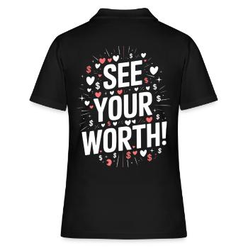Recognize Your Worth Motivational Quote - Women's Polo Shirt - black - Back - Ailine (174cm)