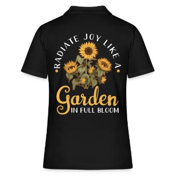 Strahle Freude Wie Ein Blühender Garten - Frauen Polo Shirt - Schwarz - Hinten - Ailine (174cm)