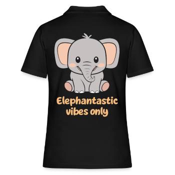Elephantastic Vibes Nur süßer Elefant - Frauen Polo Shirt - Schwarz - Hinten - Ailine (174cm)