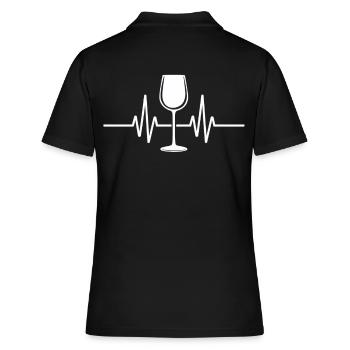 Wijnglas Hartslag ECG Lijnen Ontwerp - Vrouwen poloshirt - zwart - Achter - Ailine (174cm)