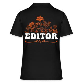 In My Editor Era Blumenmotiv - Frauen Polo Shirt - Schwarz - Hinten - Ailine (174cm)