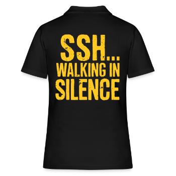 SSH... Walk In Silence - Tendance de la marche silencieuse - Polo Femme - noir - Dos - Ailine (174cm)