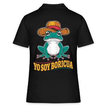 Yo Soy Boricua Grenouille Portoricaine avec chapeau - Polo Femme - noir - Dos - Ailine (174cm)