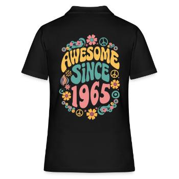 Awesome Since 1965 Blumen Hippie Geboren Jahr 1965 - Frauen Polo Shirt - Schwarz - Hinten - Ailine (174cm)