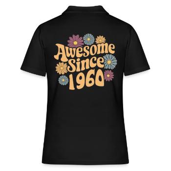 Génial depuis 1960 Anniversaire floral rétro - Polo Femme - noir - Dos - Ailine (174cm)