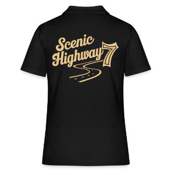 Scenic Highway 7 Abenteuer - Frauen Polo Shirt - Schwarz - Hinten - Ailine (174cm)