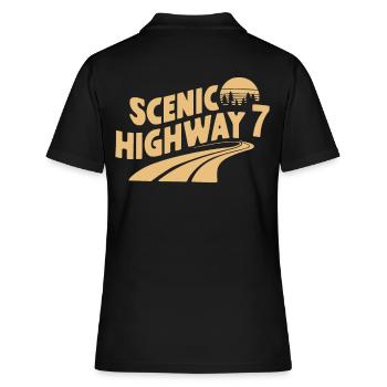 Scenic Highway 7 Retro Roadtrip Abenteuer - Frauen Polo Shirt - Schwarz - Hinten - Ailine (174cm)