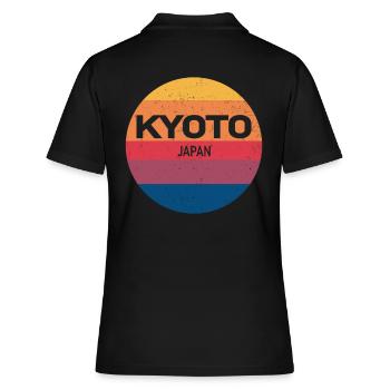 Kyoto Japon Souvenir rétro coucher de soleil - Polo Femme - noir - Dos - Ailine (174cm)