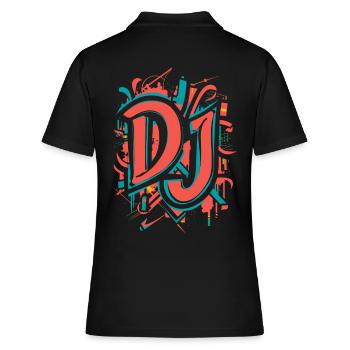 DJ Artwork Style Graffiti coloré - Polo Femme - noir - Dos - Ailine (174cm)