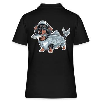 Teckel déguisé en poisson - Polo Femme - noir - Dos - Ailine (174cm)