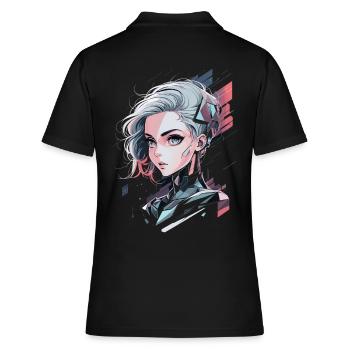 Guerrier cyberpunk futuriste - Polo Femme - noir - Dos - Ailine (174cm)