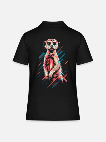 Aspecto fresco de suricato en colorido - Camiseta polo mujer - negro