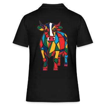 Oeuvre d’animaux de ferme géométrique colorée - Polo Femme - noir - Dos - Ailine (174cm)